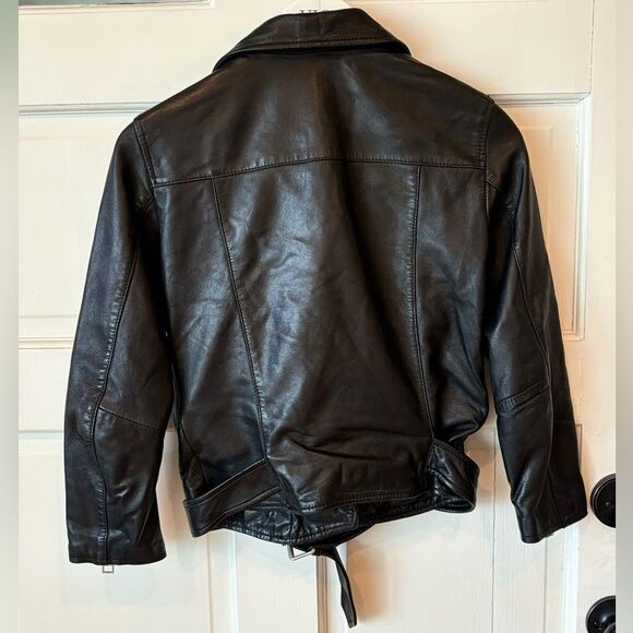 NWT All Saints Balfern Black Leather Biker Jacket with Silver Hardware - Picture 6 of 11